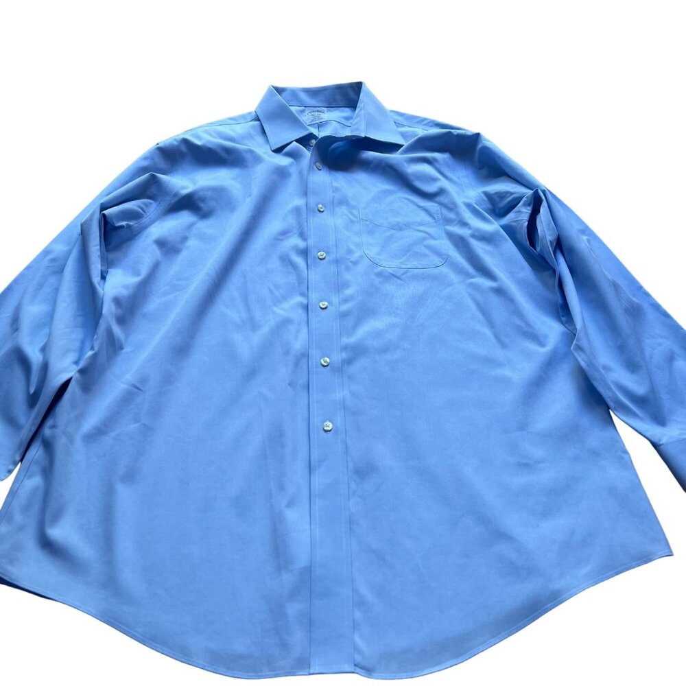 Brooks Brothers Size 17 34 Blue Regent Non Iron Supima Cotton Button Up Shirt